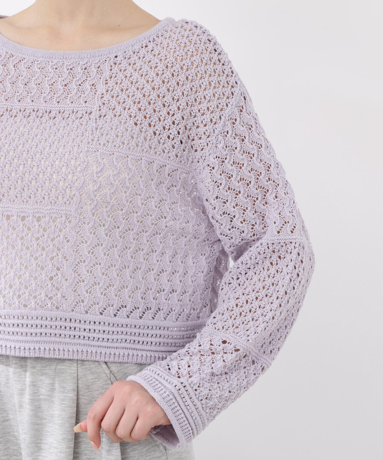 透かし編みボックスニット