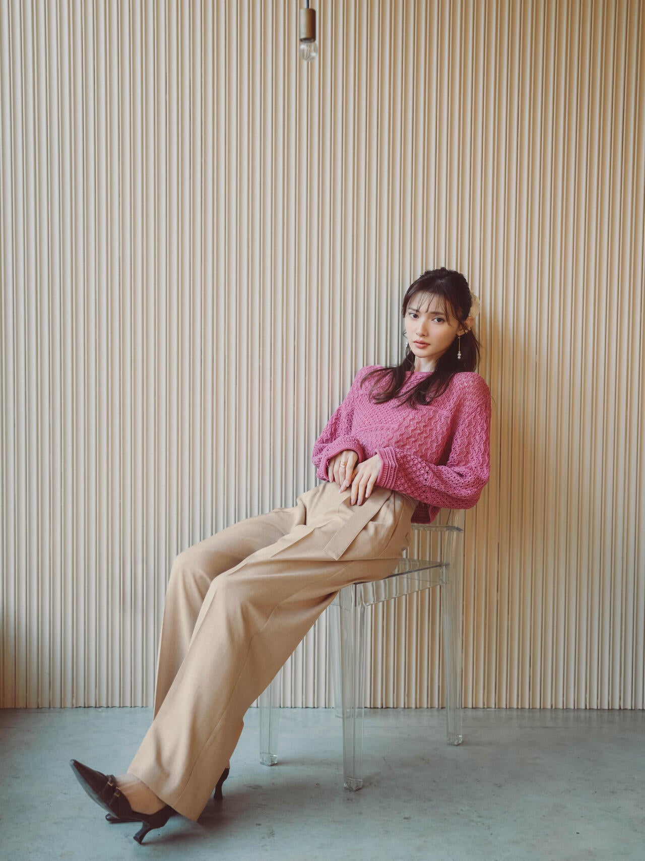 透かし編みボックスニット