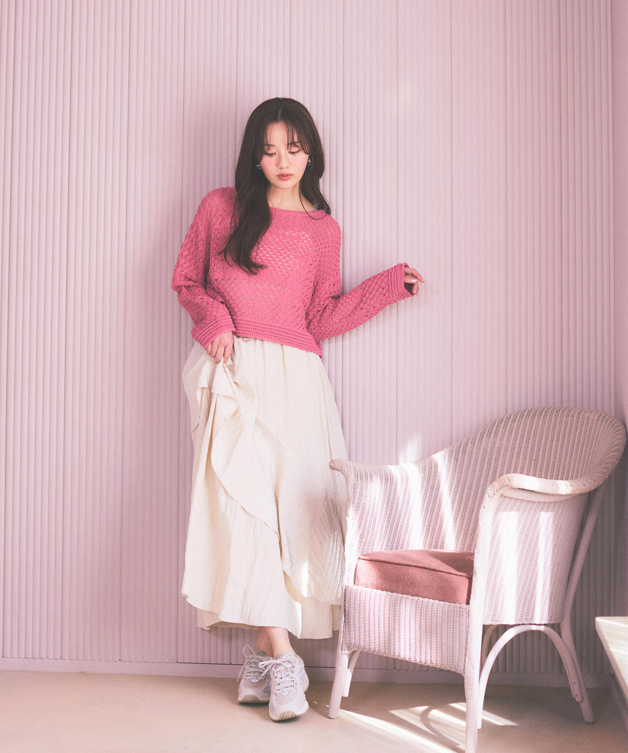 透かし編みボックスニット