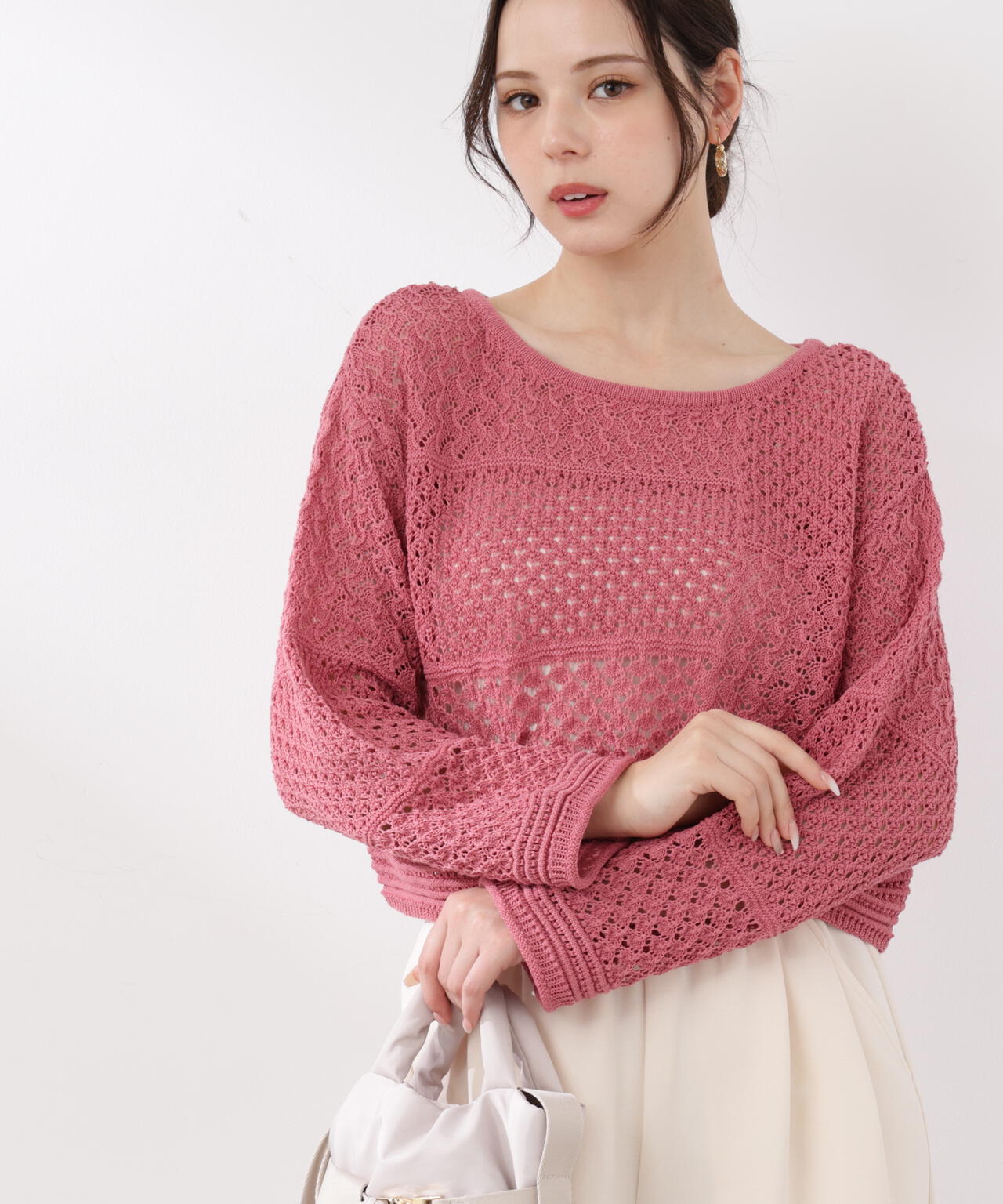 透かし編みボックスニット