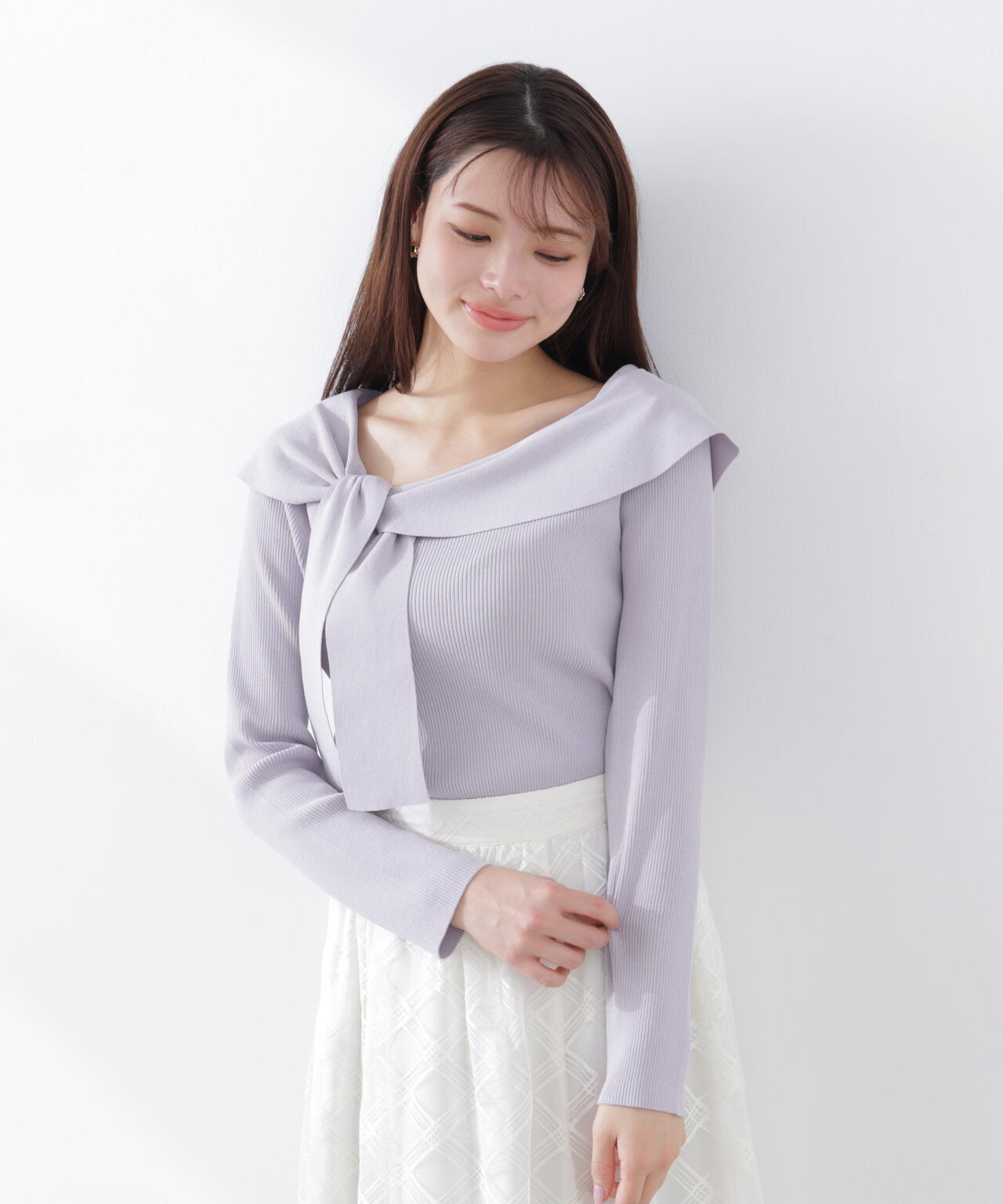 <ウォッシャブル/UV>アシメケープニットトップス【WEB・一部店舗限定】