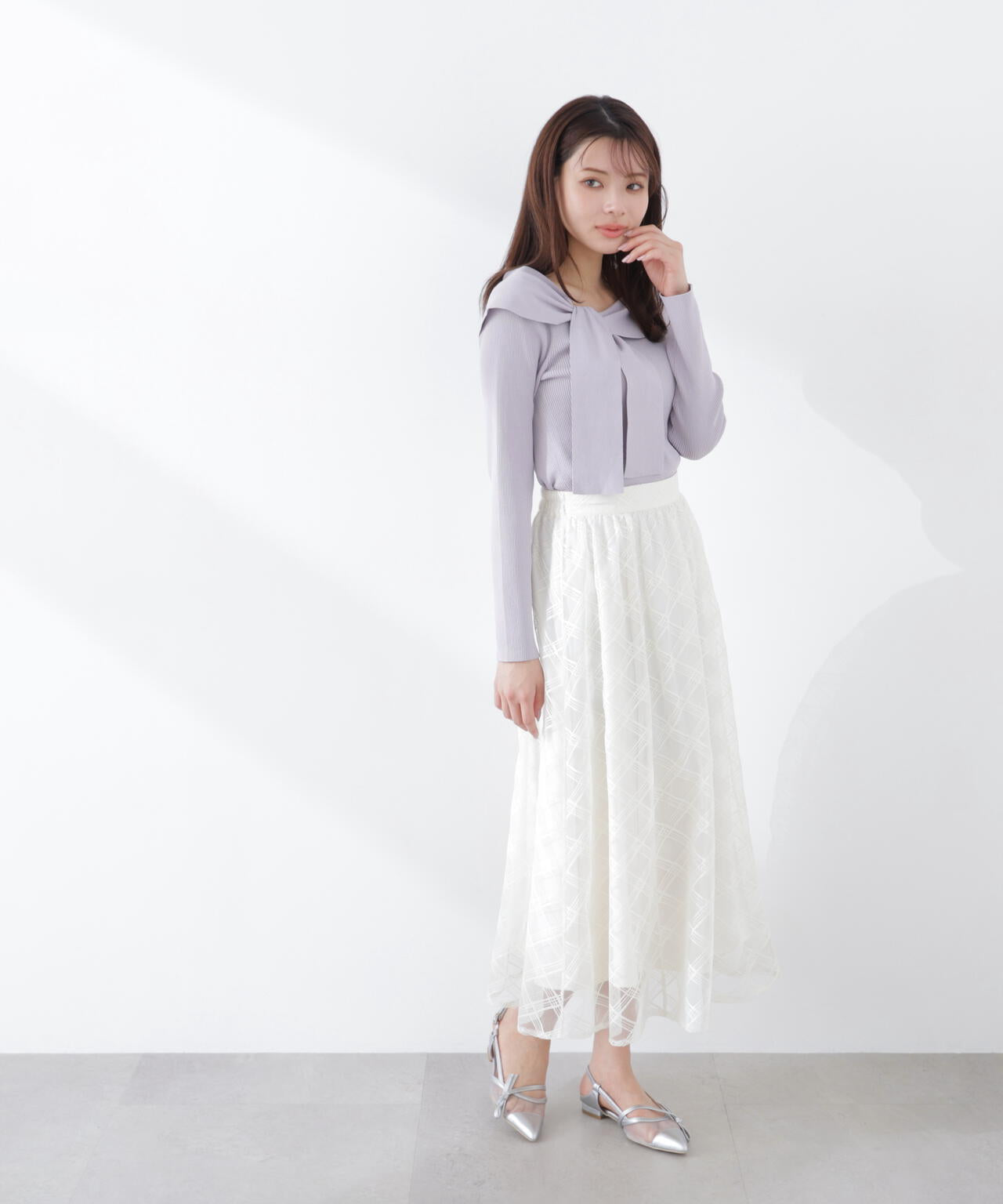 <ウォッシャブル/UV>アシメケープニットトップス【WEB・一部店舗限定】