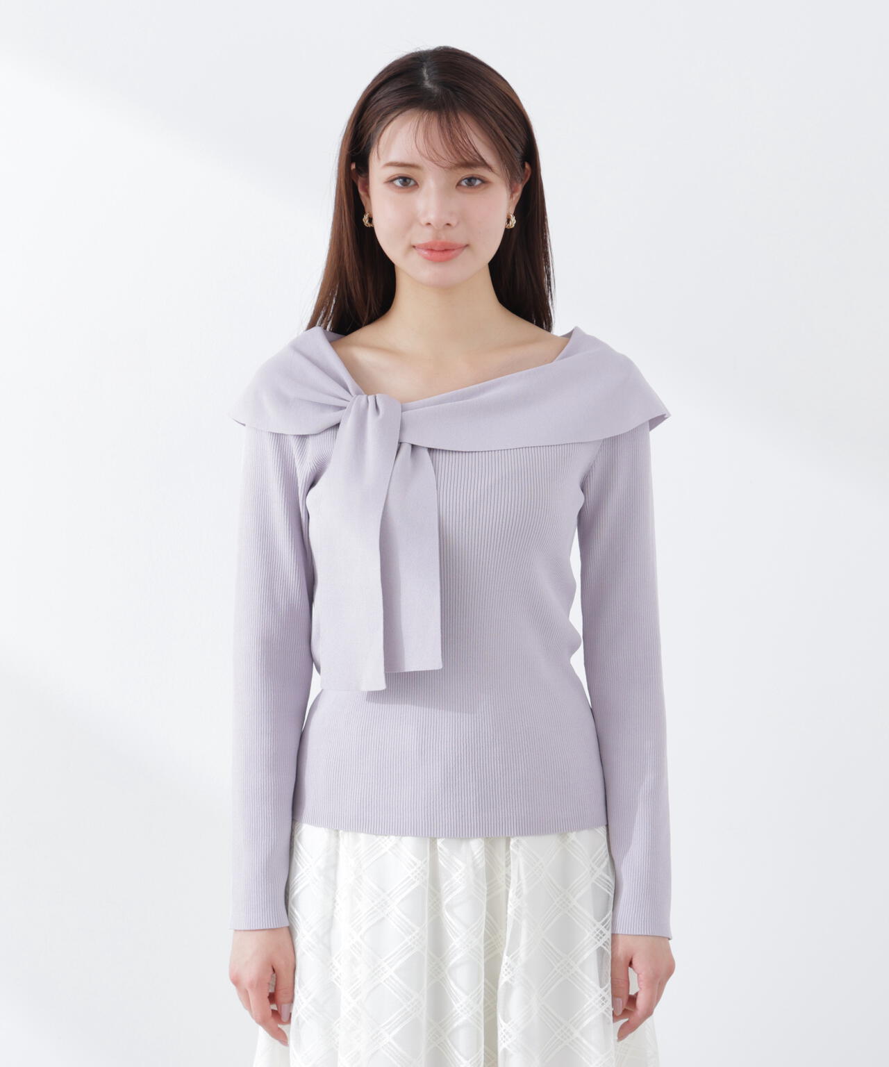 <ウォッシャブル/UV>アシメケープニットトップス【WEB・一部店舗限定】