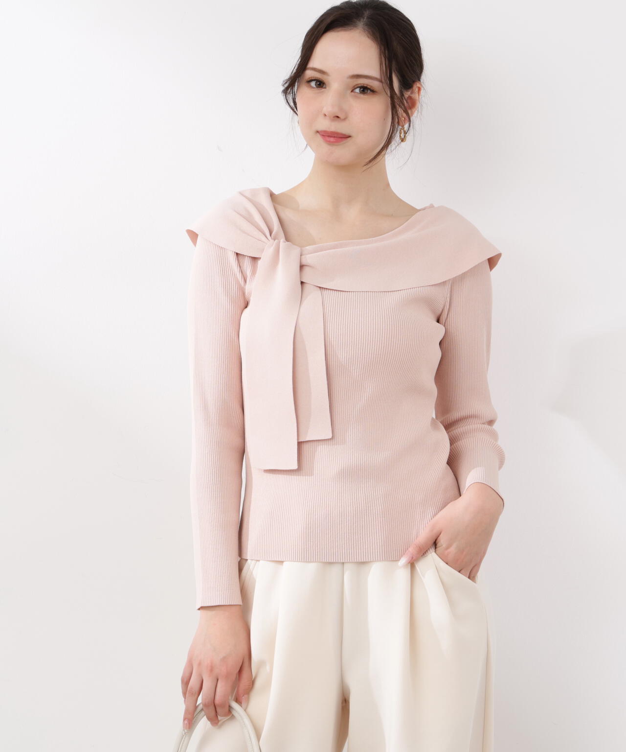 <ウォッシャブル/UV>アシメケープニットトップス