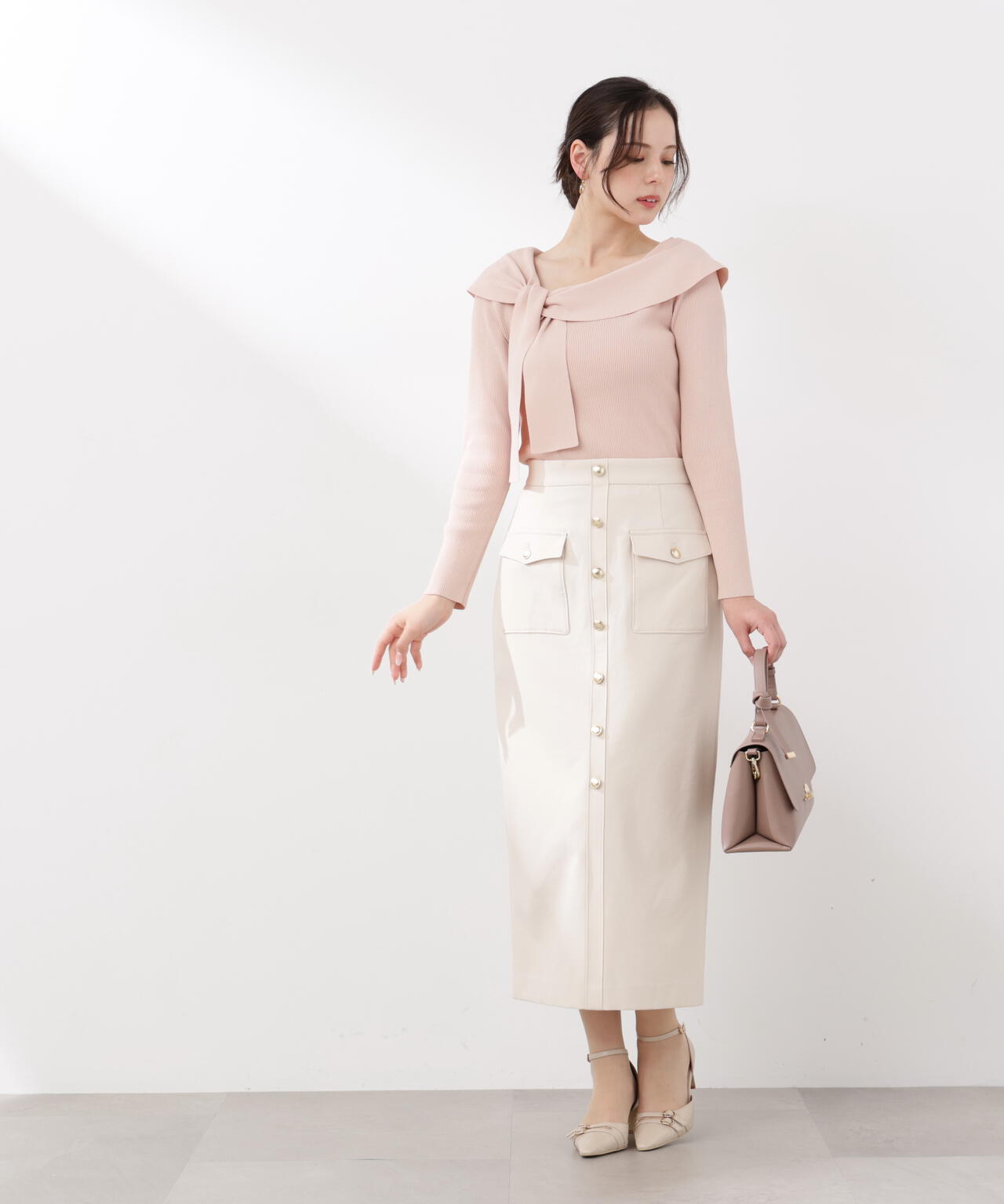 <ウォッシャブル/UV>アシメケープニットトップス