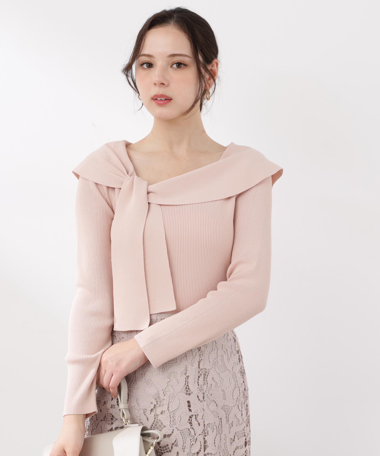 <ウォッシャブル/UV>アシメケープニットトップス【WEB・一部店舗限定】