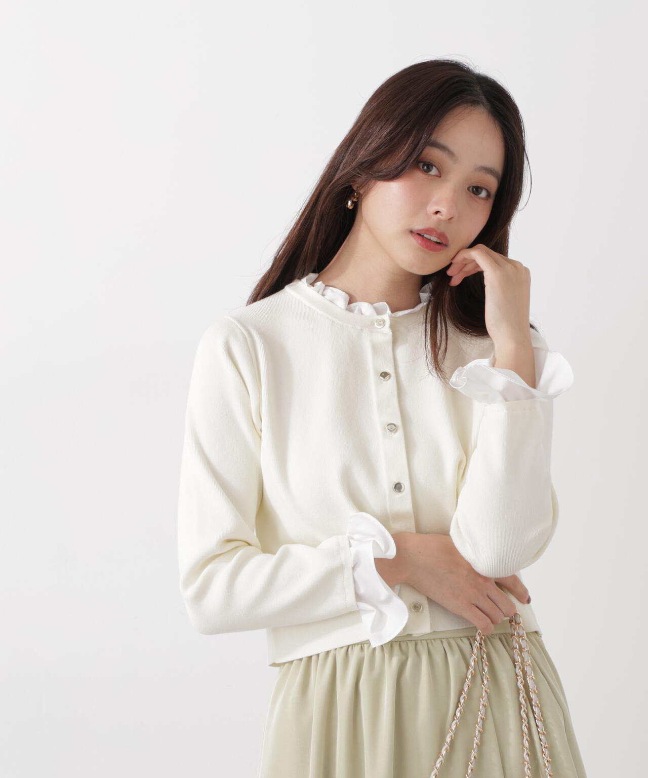 フリルショートカーディガン