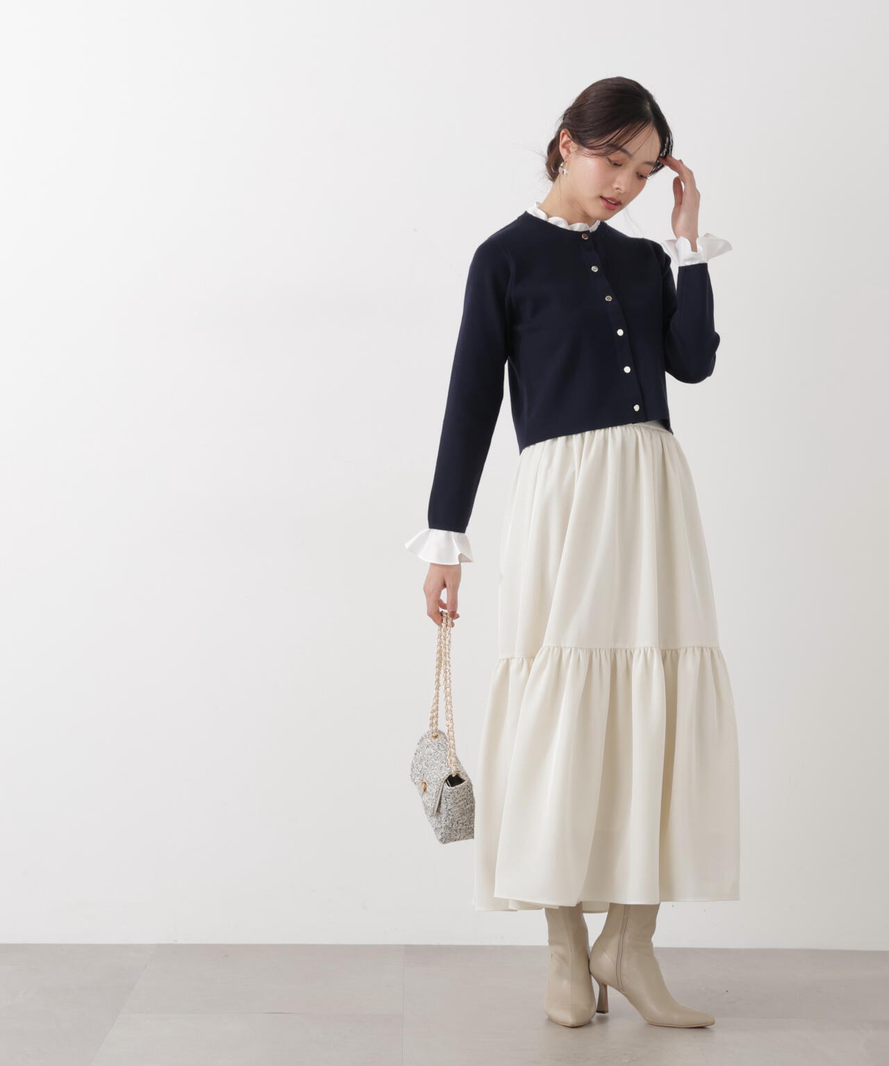 フリルショートカーディガン