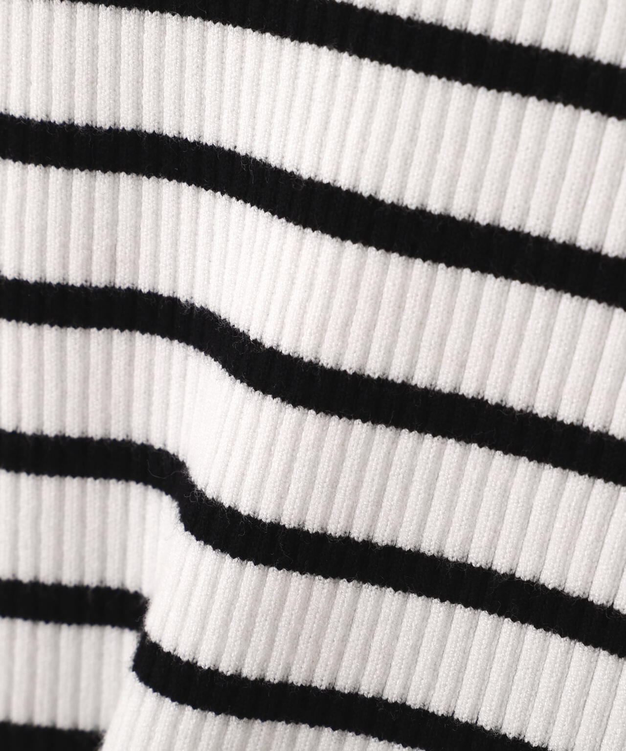 《EDIT COLOGNE》レーススカーフ付きリブニット【ホワイト×ブラックボーダー:official site・ZOZO・一部店舗限定】