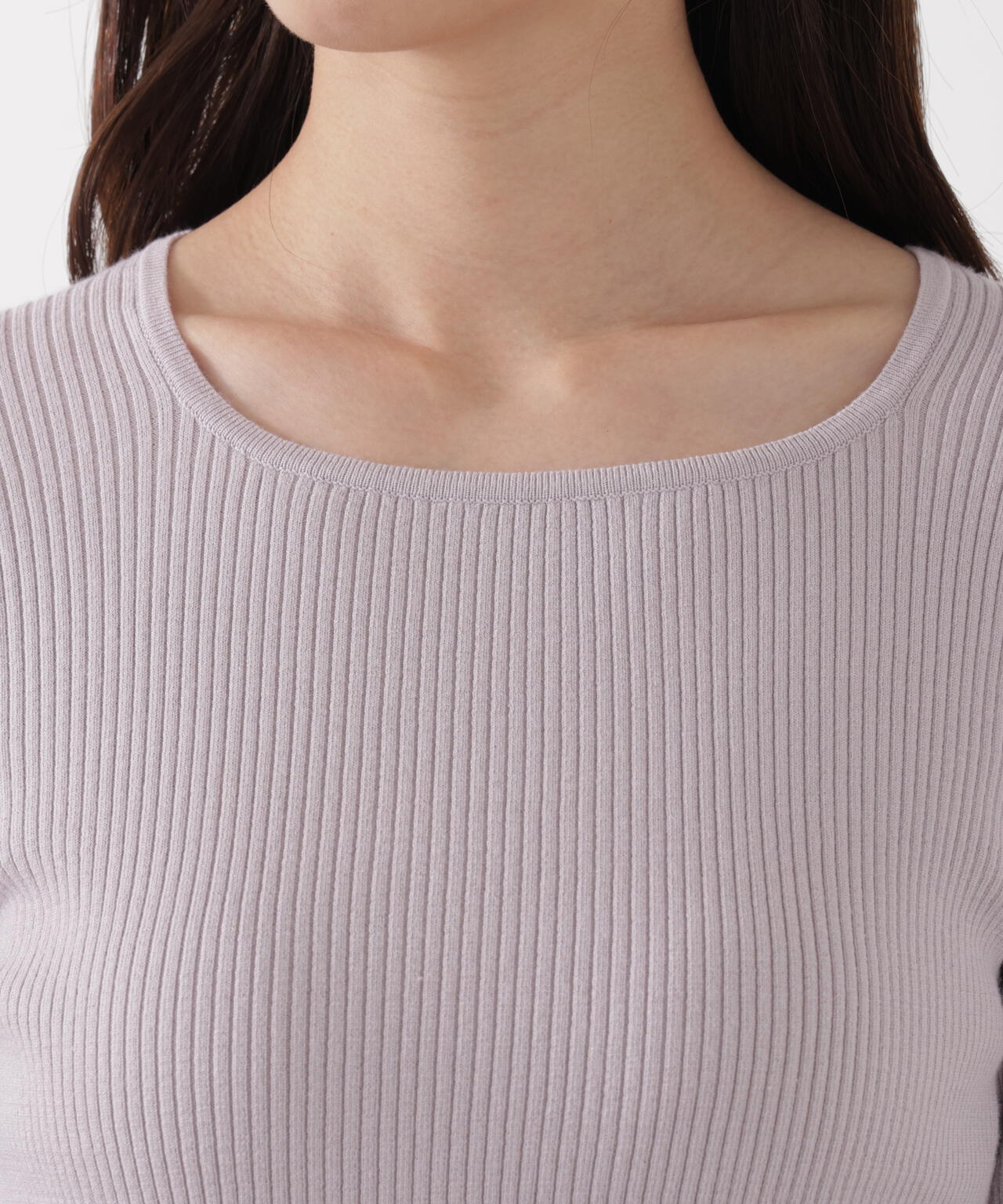 《EDIT COLOGNE》レーススカーフ付きリブニット【ホワイト×ブラックボーダー:official site・ZOZO・一部店舗限定】