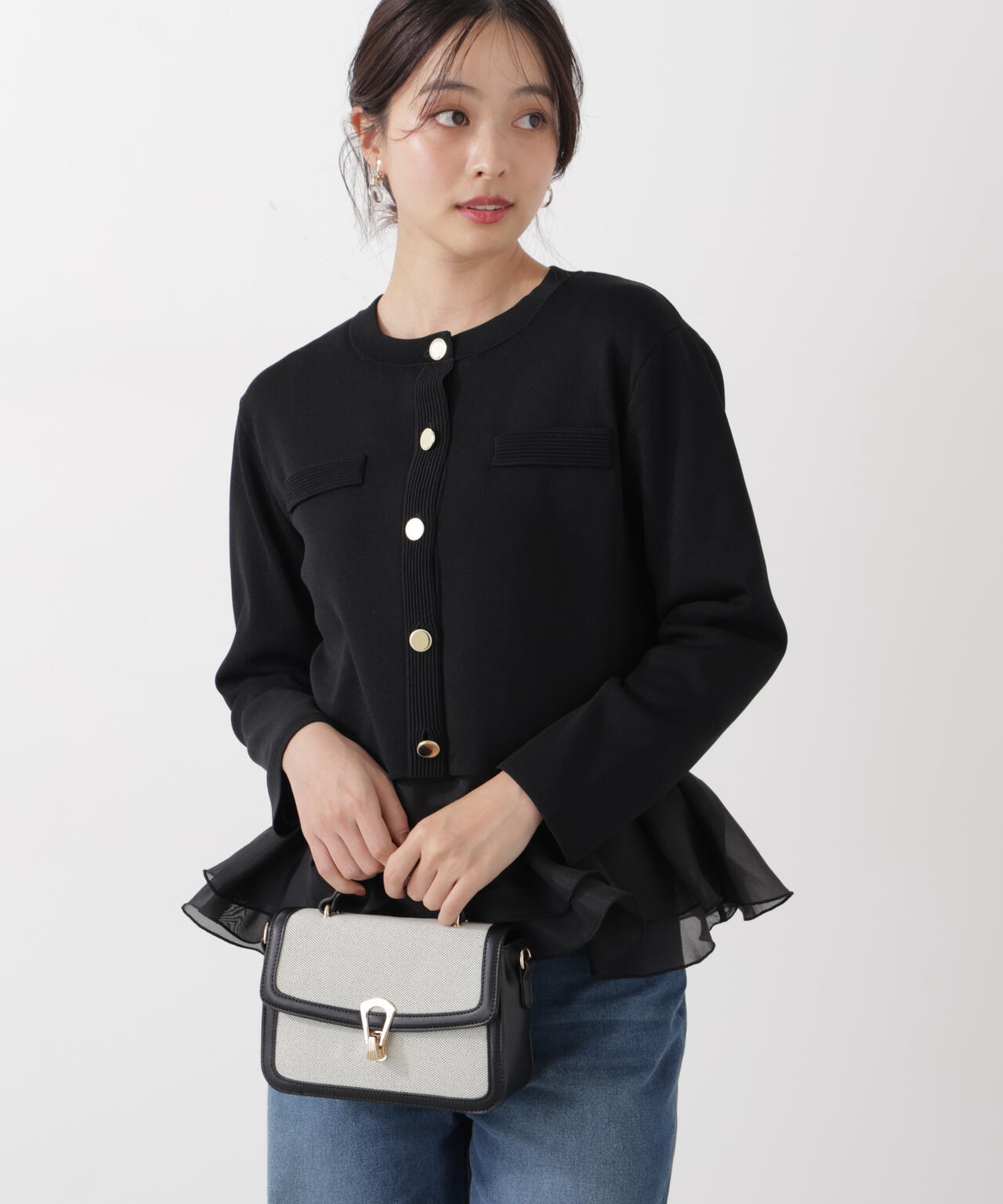 <ウォッシャブル>〈a/mie〉シルク混ニットカーディガン