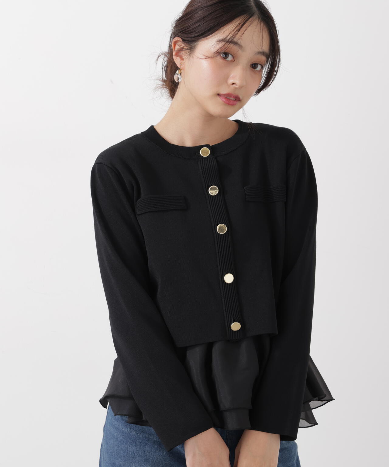 <ウォッシャブル>〈a/mie〉シルク混ニットカーディガン