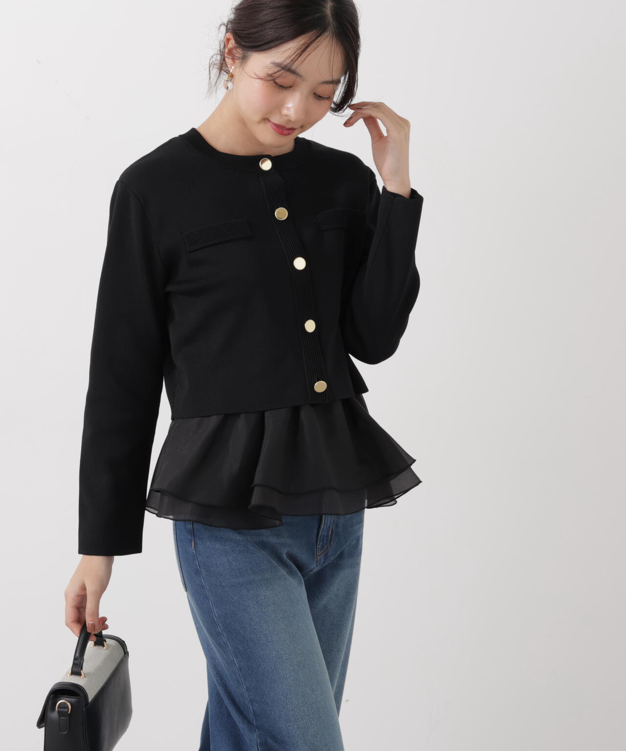 <ウォッシャブル>〈a/mie〉シルク混ニットカーディガン