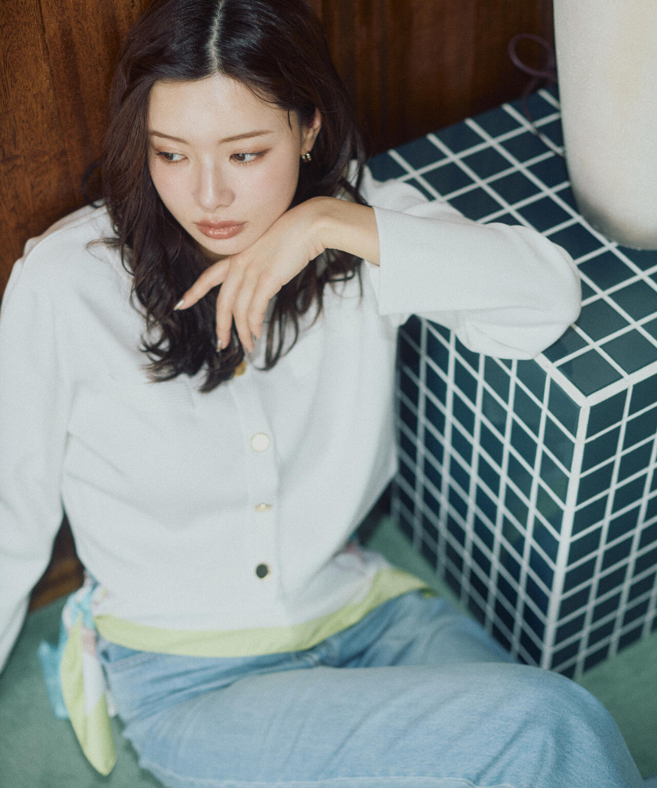 <ウォッシャブル>〈a/mie〉シルク混ニットカーディガン