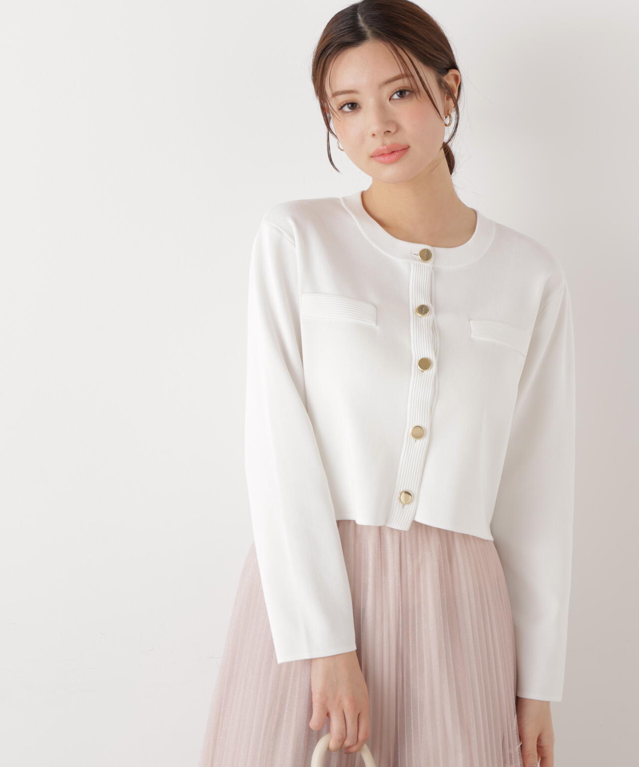 <ウォッシャブル>〈a/mie〉シルク混ニットカーディガン