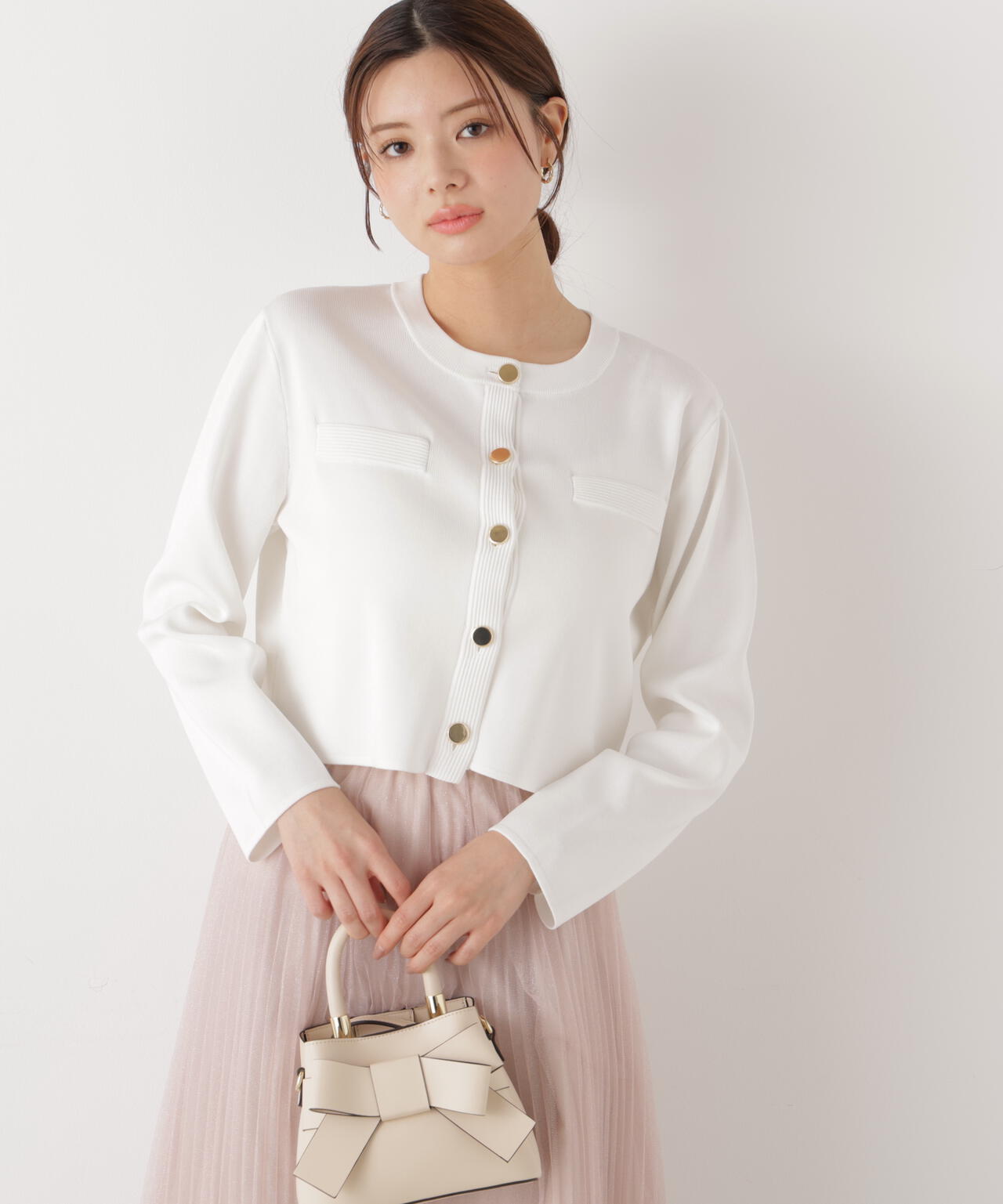 <ウォッシャブル>〈a/mie〉シルク混ニットカーディガン