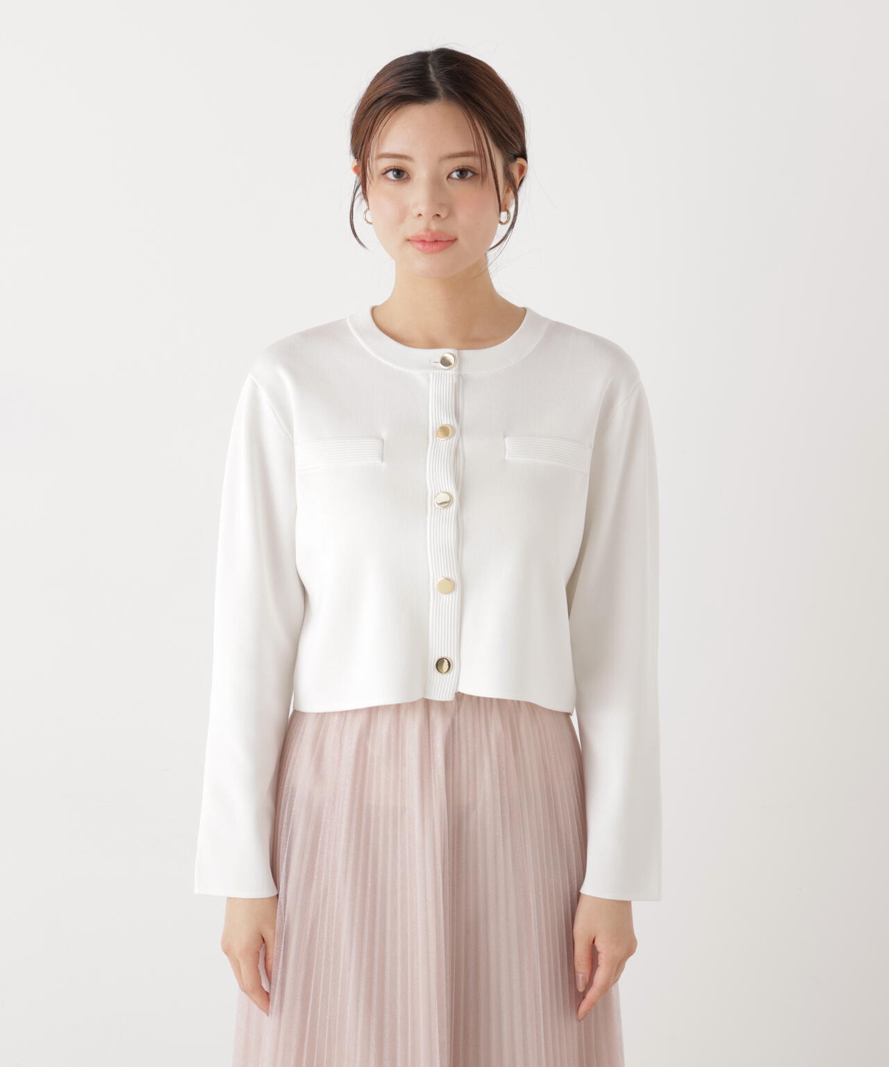 <ウォッシャブル>〈a/mie〉シルク混ニットカーディガン