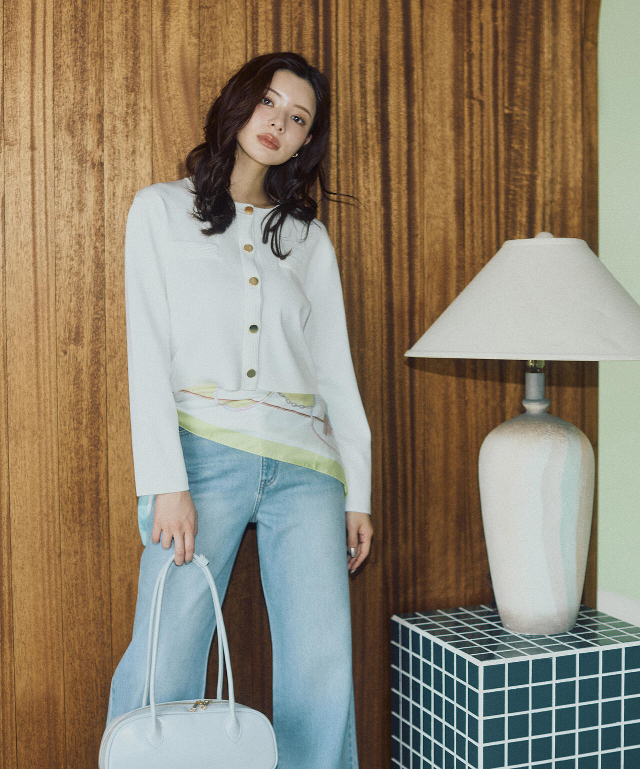 <ウォッシャブル>〈a/mie〉シルク混ニットカーディガン