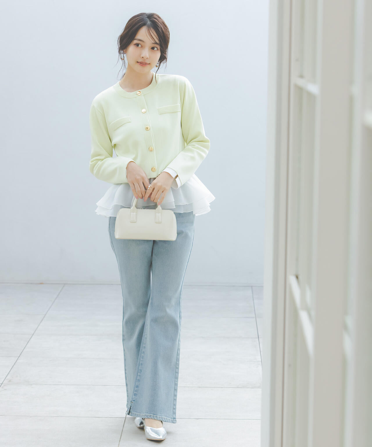 <ウォッシャブル>〈a/mie〉シルク混ニットカーディガン