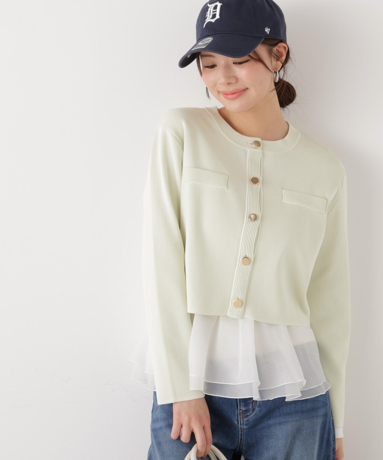 <ウォッシャブル>〈a/mie〉シルク混ニットカーディガン