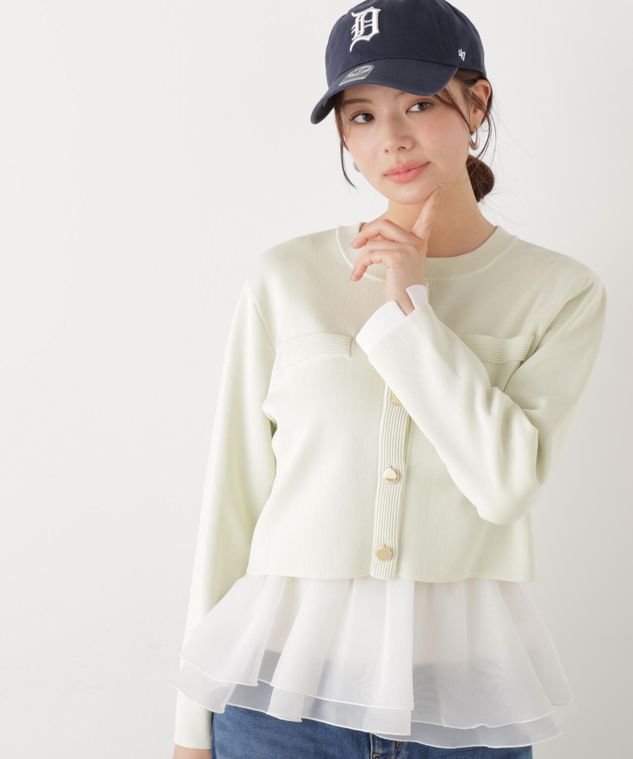 <ウォッシャブル>〈a/mie〉シルク混ニットカーディガン