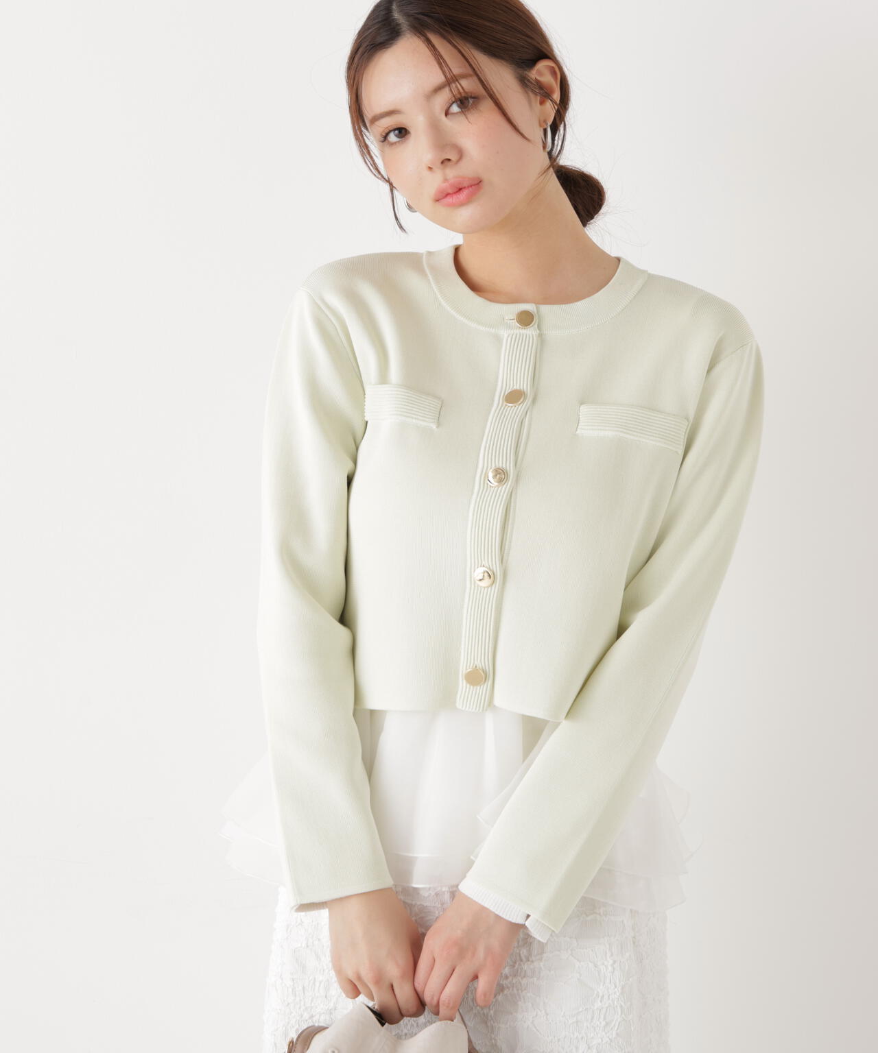 <ウォッシャブル>〈a/mie〉シルク混ニットカーディガン