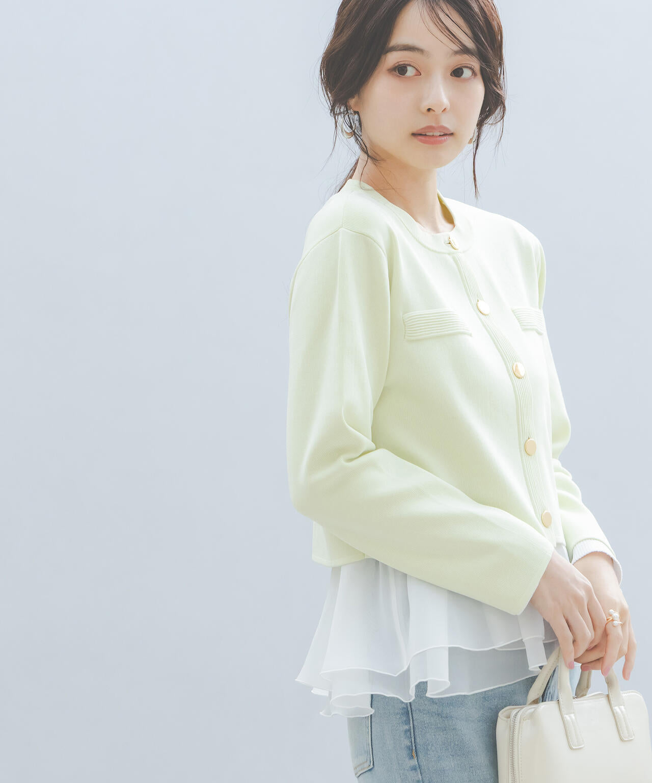 <ウォッシャブル>〈a/mie〉シルク混ニットカーディガン