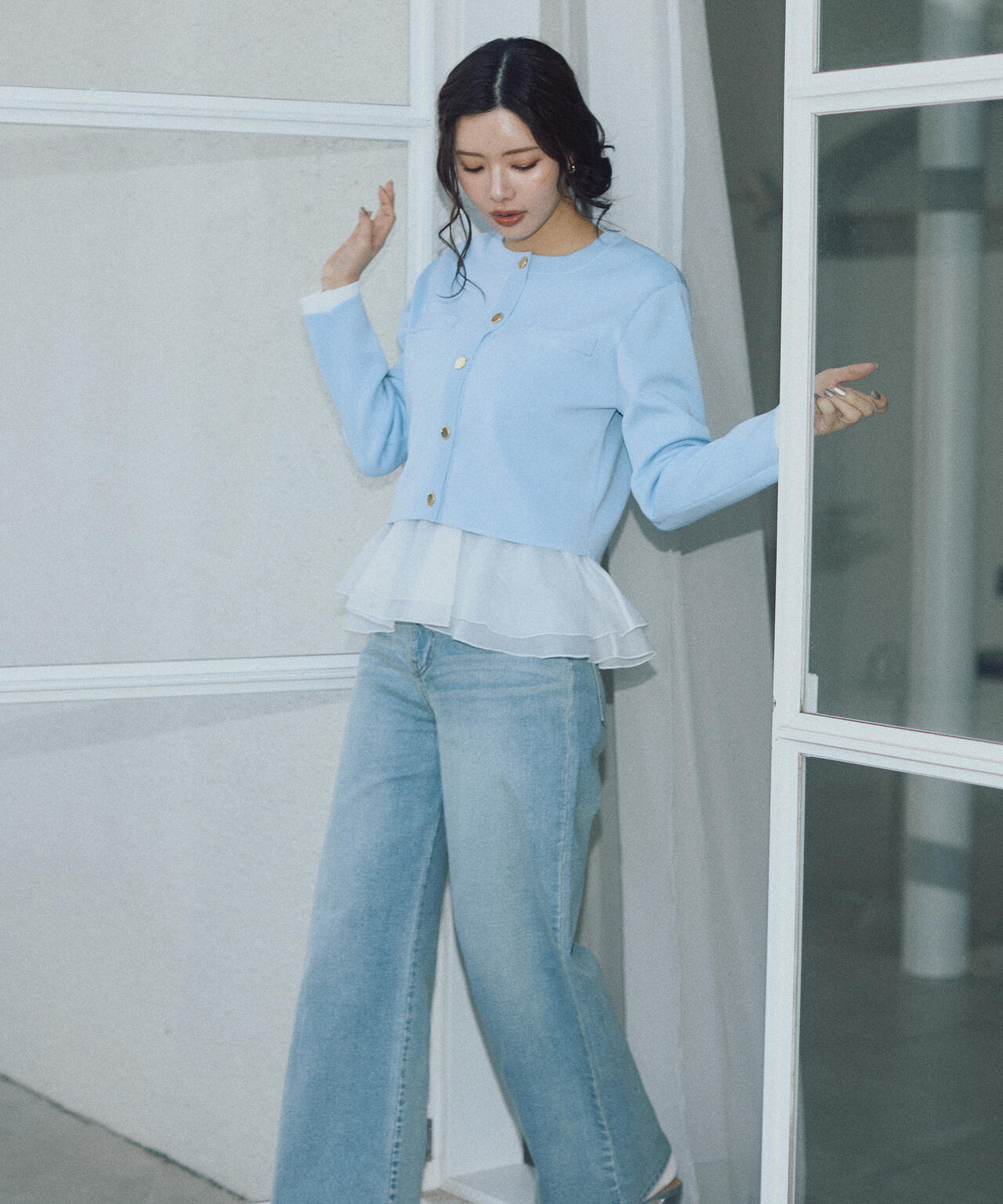 <ウォッシャブル>〈a/mie〉シルク混ニットカーディガン