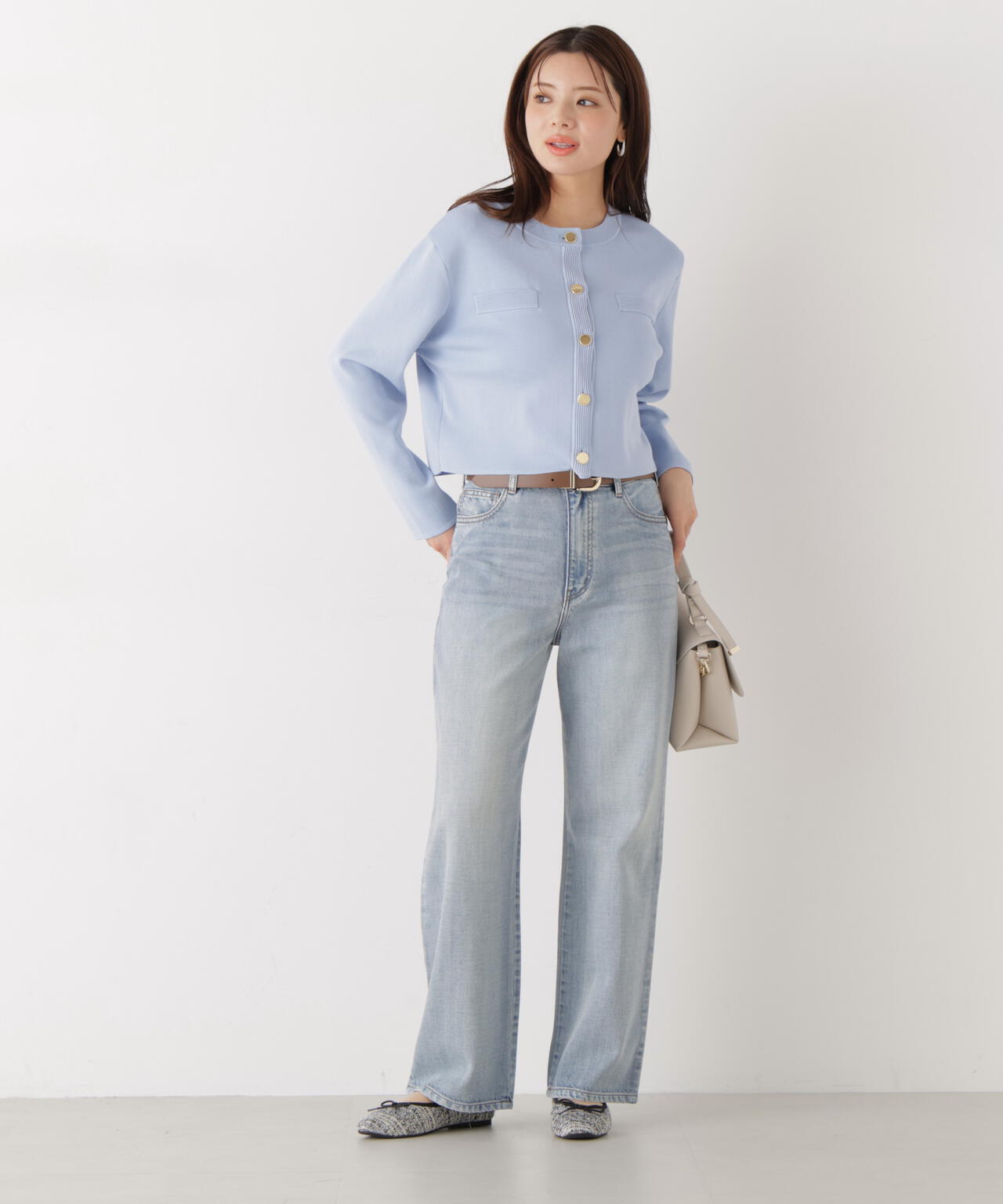 〈a/mie〉シルク混ニットカーディガン