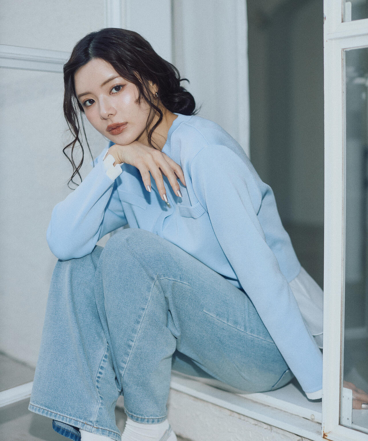 <ウォッシャブル>〈a/mie〉シルク混ニットカーディガン