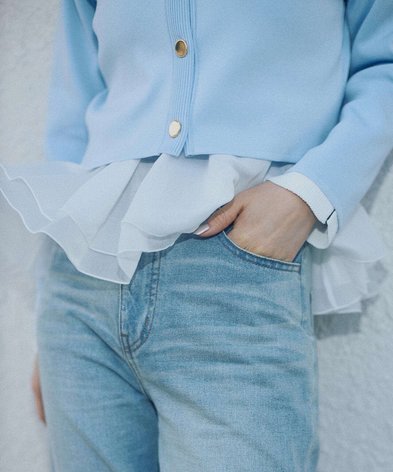 <ウォッシャブル>〈a/mie〉シルク混ニットカーディガン