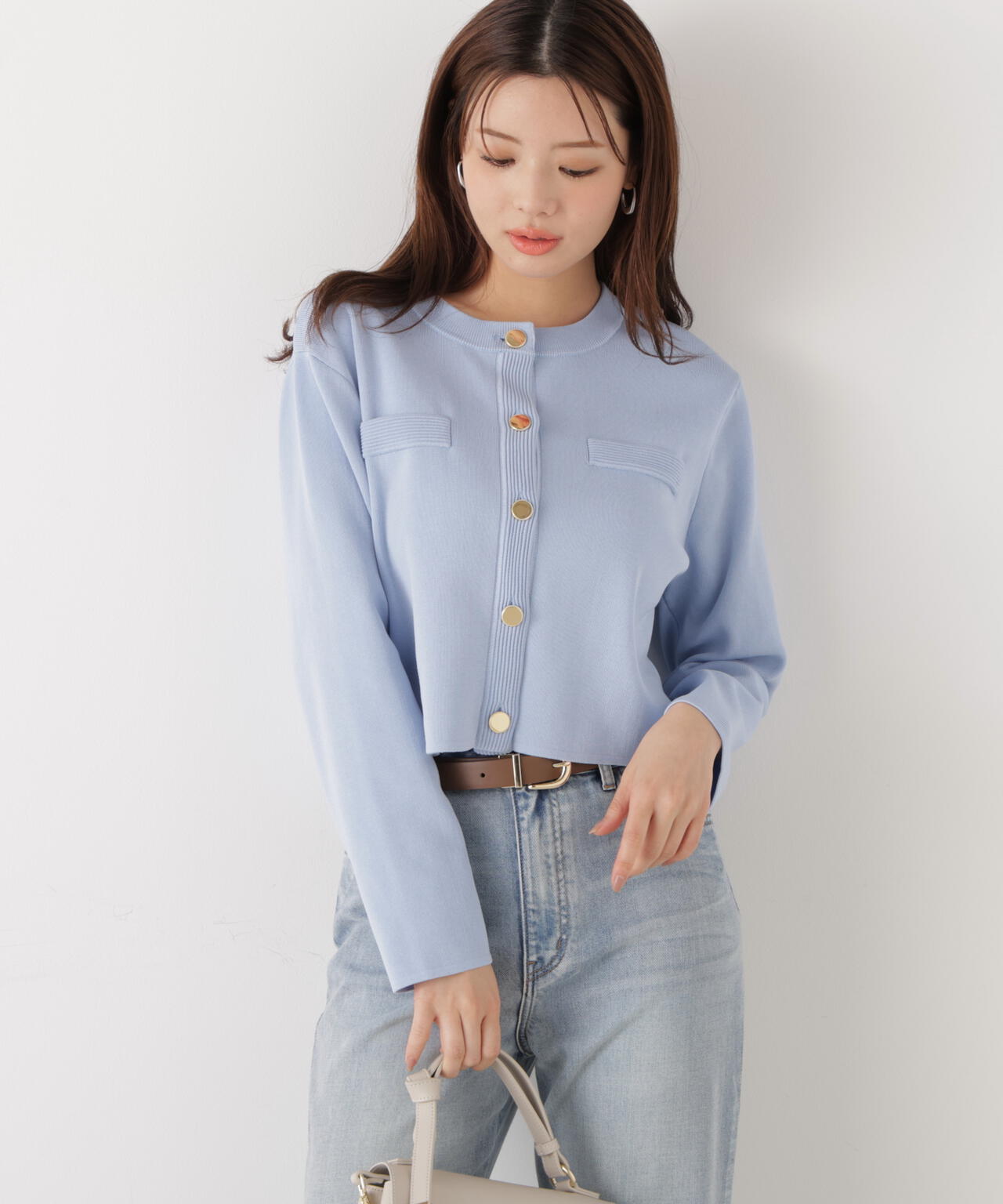 <ウォッシャブル>〈a/mie〉シルク混ニットカーディガン