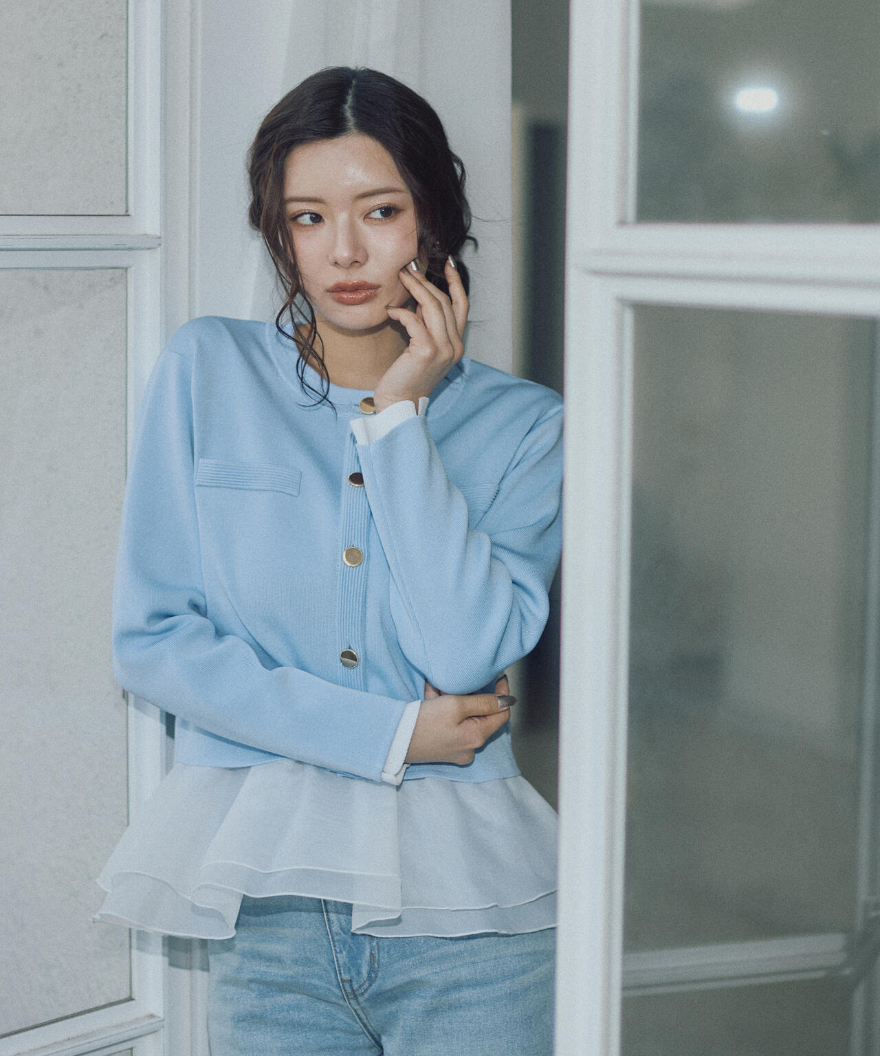 <ウォッシャブル>〈a/mie〉シルク混ニットカーディガン