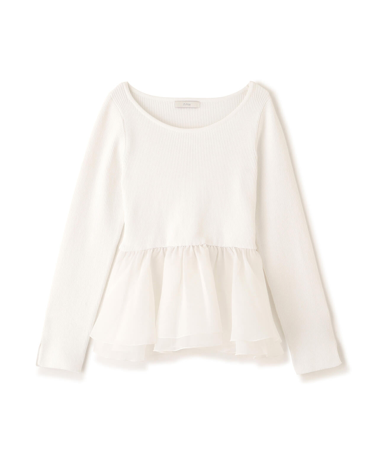 〈a/mie〉シアーペプラムリブニット