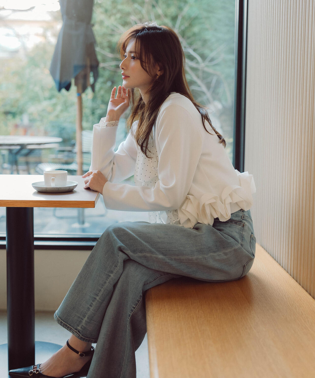 〈a/mie〉ホイップペプラムニット