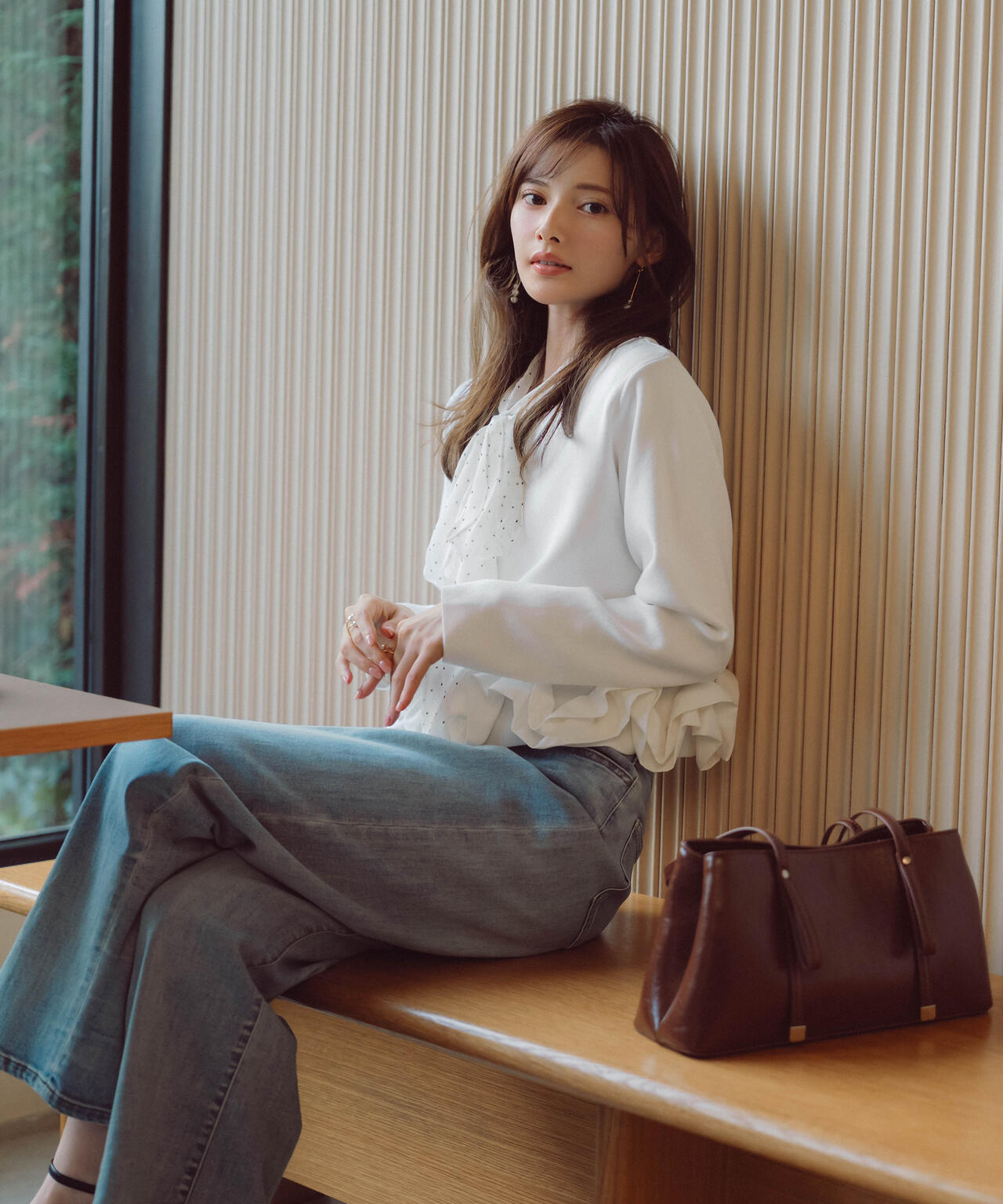 〈a/mie〉ホイップペプラムニット