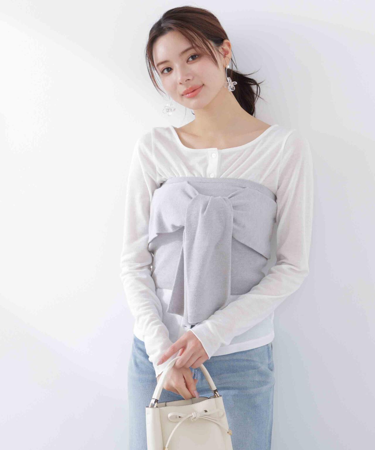 〈a/mie〉リボンニットビスチェ