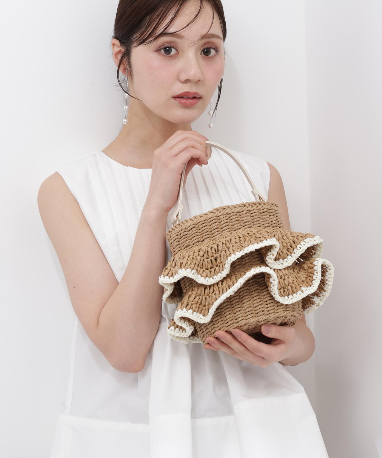 <青島心さん着用>フリルバケットバッグ