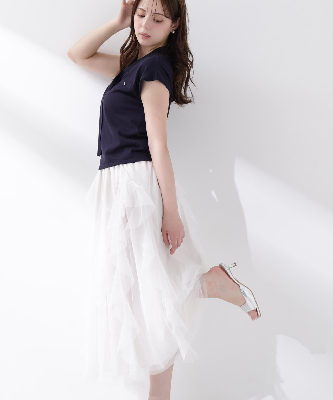 <中川紅葉さん着用>ラッフルチュールスカート