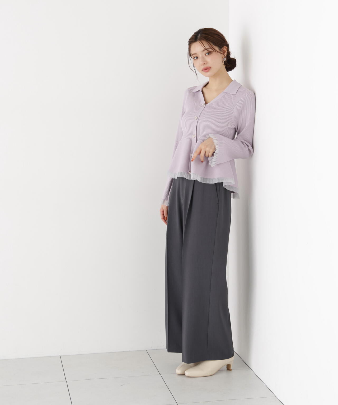 <a/mie>ウエストレースワイドパンツ