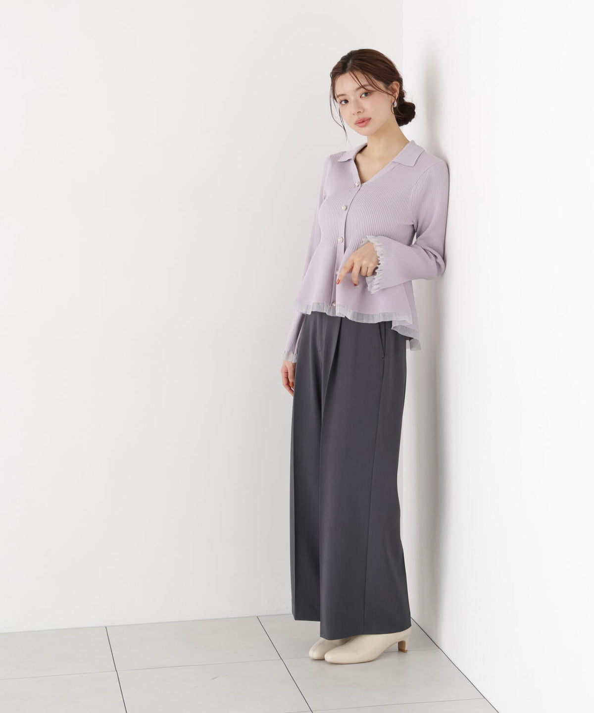 <a/mie>ウエストレースワイドパンツ