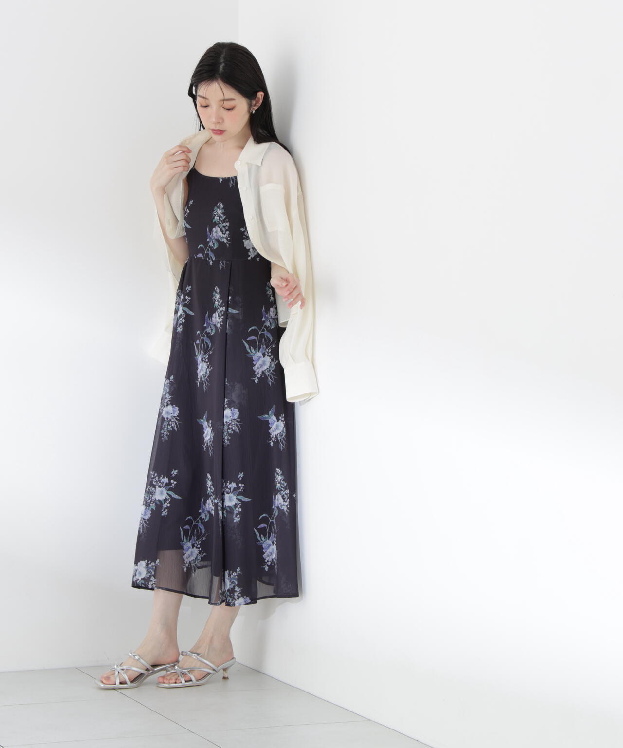 <青島心さん着用>ボタニカル花柄キャミワンピース