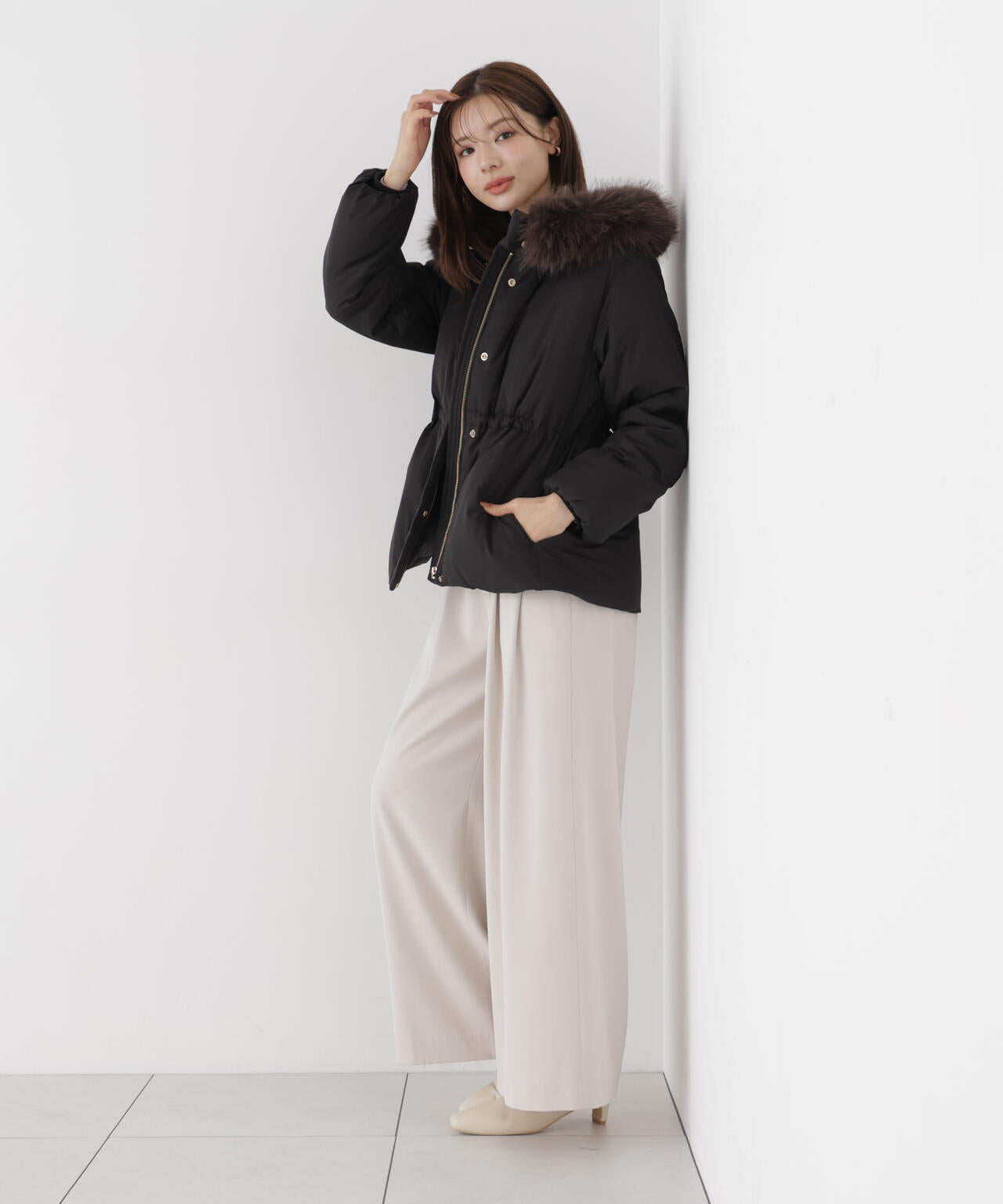 <WEB限定カラー:ブルー>ウエストマークショートダウン