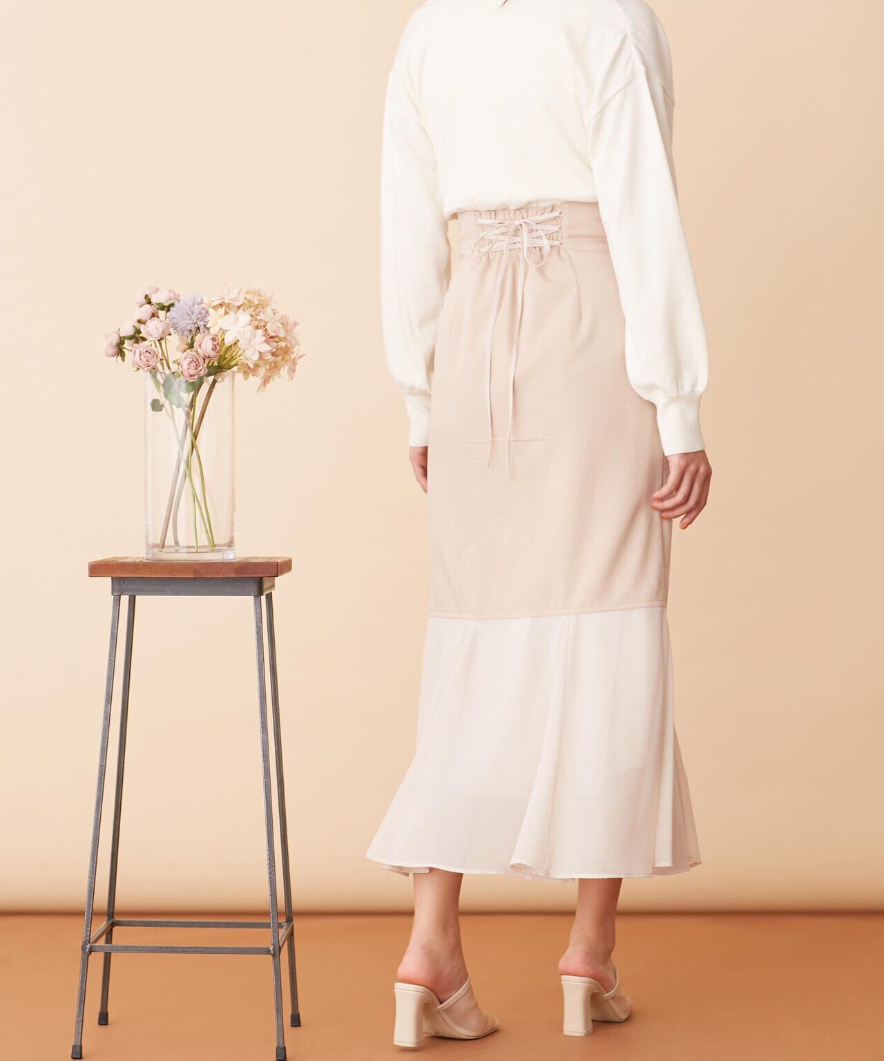 シフォン切替マーメイドスカート