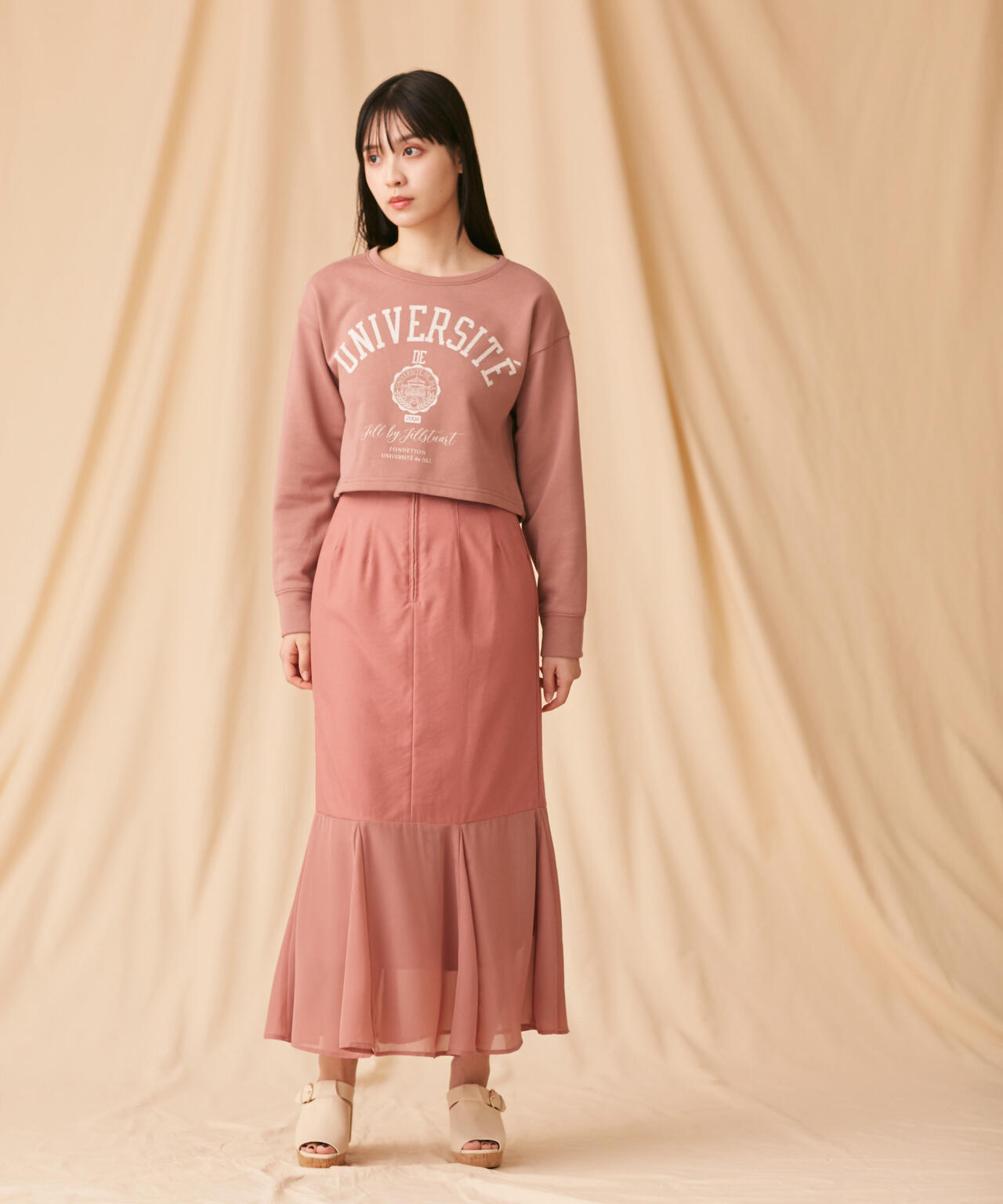 シフォン切替マーメイドスカート