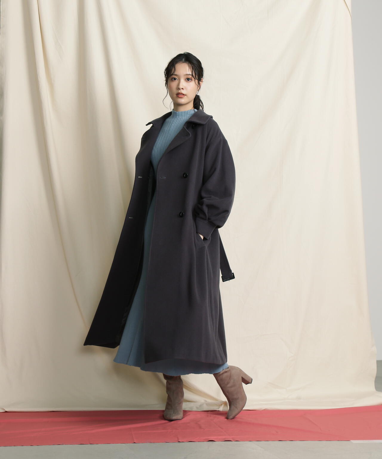 【美人百花11月号 宮田聡子さん着用商品】スタンドカラーレディコート