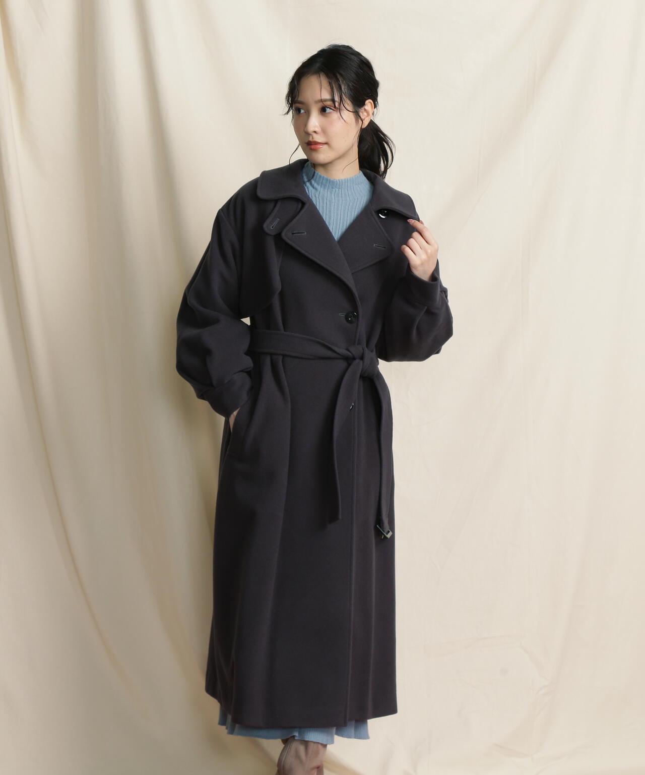 【美人百花11月号 宮田聡子さん着用商品】スタンドカラーレディコート