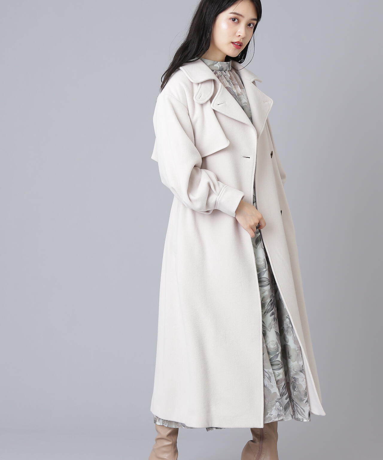 【美人百花11月号 宮田聡子さん着用商品】スタンドカラーレディコート