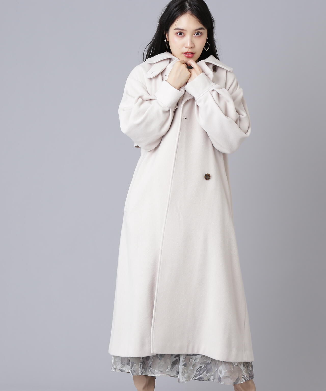 【美人百花11月号 宮田聡子さん着用商品】スタンドカラーレディコート