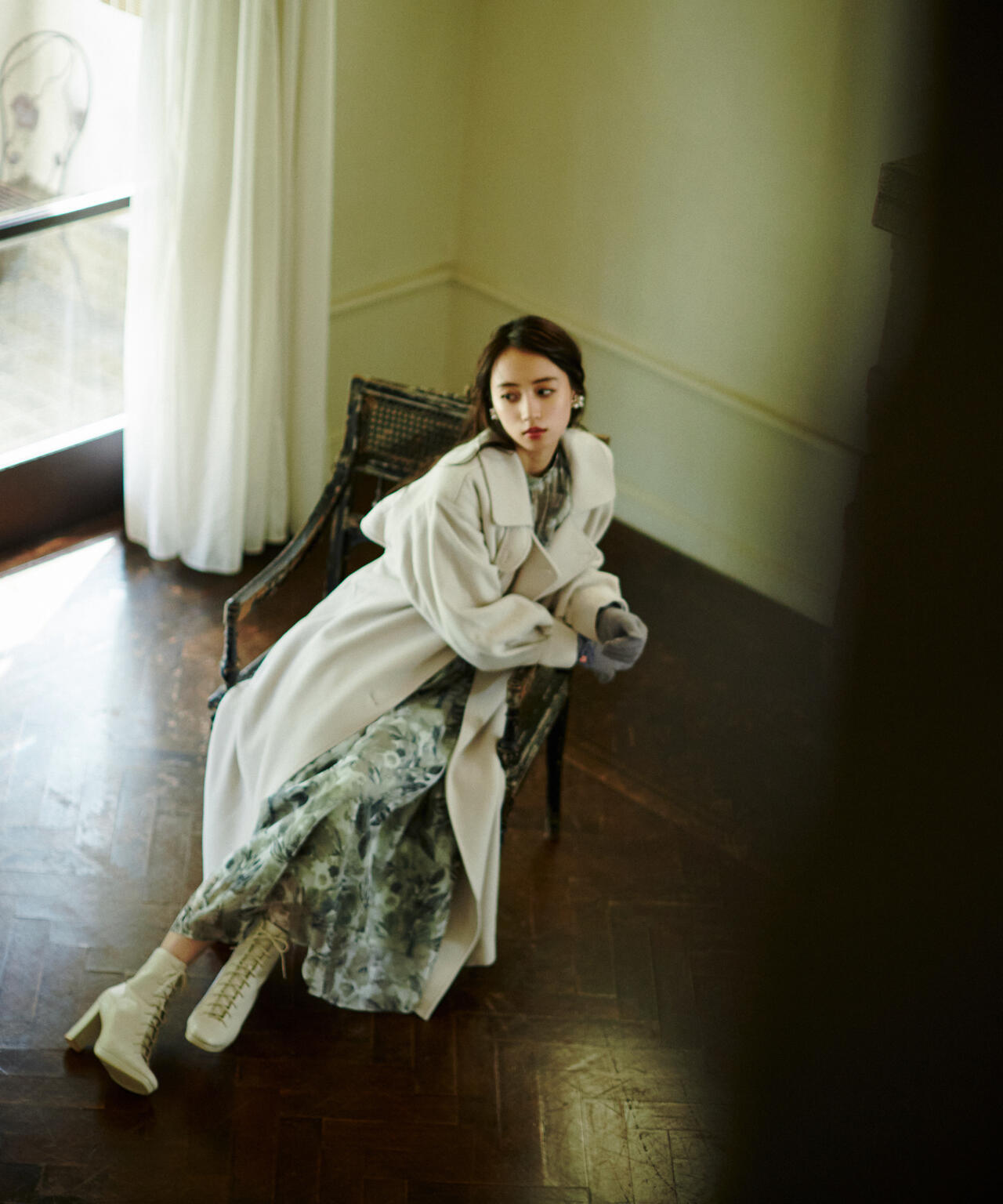 【美人百花11月号 宮田聡子さん着用商品】スタンドカラーレディコート
